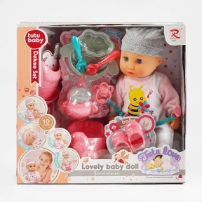 Пупс 9592 п'є з пляшечки, закриває очі, аксесуари, музичний чіп, висота 34 см, в коробці