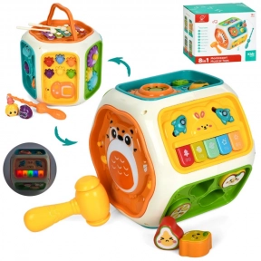 Гра 991 багатогранник,бізікуб,8в1,риболовля,піаніно,стукалка,шестерні,ксилофон,муз.,світло,бат.,кор.