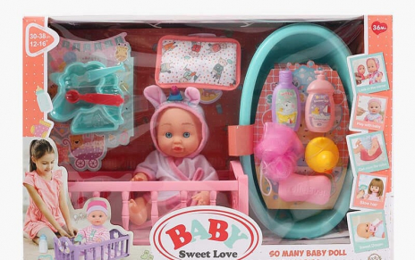 Пупс з комплектом ліжечко, ванночка, знімний одяг та аксесуари 9933 A-2