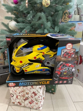 Игровой набор со звуковыми и световыми эффектами, автотренажер Конструктор-мотоцикл A 002-1