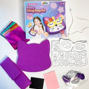 Пошей сам "Набор для создания сумочки Котик", нити, безопасная игла, декоративные детали, A 2206 C