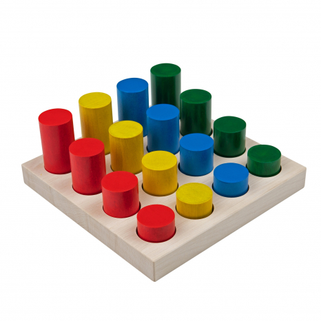 Деревянная игра сортер Цветные цилиндры, Komarovtoys A312