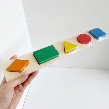 Деревянная рамка-вкладыш Геометрические фигуры 5 фигур KomarovToys A 326