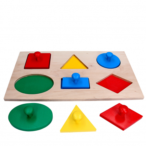 Дерев'яна іграшка Рамка - вкладиш Максі "Геометричні фігури", KomarovToys A328