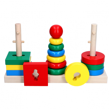 Деревянная логическая пирамидка 3 в 1, KomarovToys A338