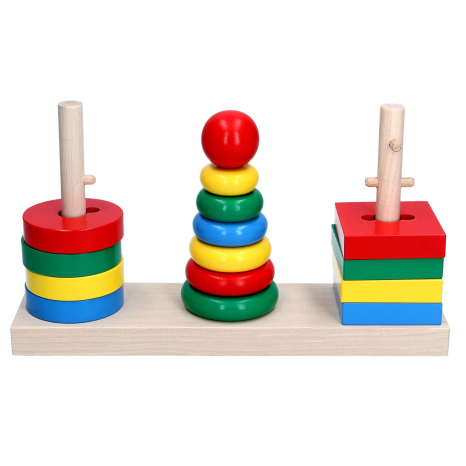 Деревянная логическая пирамидка 3 в 1, KomarovToys A338