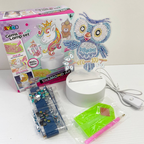 Нічник-сова ( від мережі, 3 режими роботи, алмазна мозаїка, інструменти),  A 5506 D