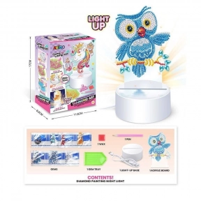 Нічник A 5506 D  від мережі, 3 режими роботи, алмазна мозаїка, інструменти, в коробці