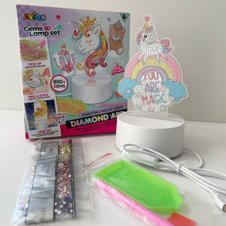 Нічник-єдиноріжка ( від мережі, 3 режими роботи, алмазна мозаїка, інструменти) A 5506 E