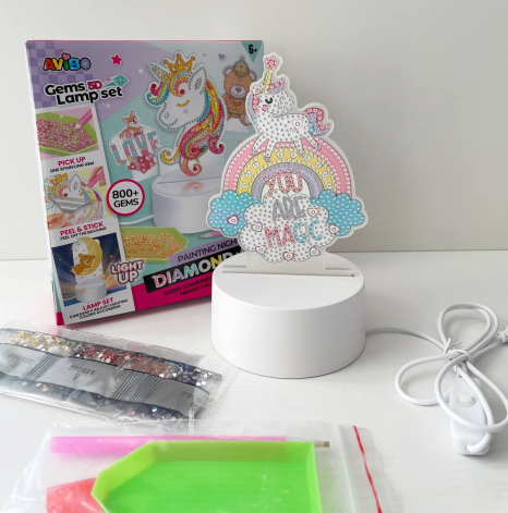 Нічник-єдиноріжка ( від мережі, 3 режими роботи, алмазна мозаїка, інструменти) A 5506 E