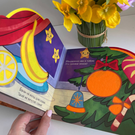 Тактильна книжнка-картонка з фетровими вставками "Веселка: У садку і на городі". Ранок