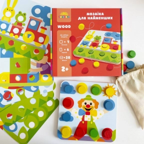 Дерев'яна мозаїка з великими фішками та трафаретами Logosvit