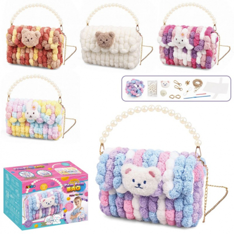 Набір для творчості зроби сам Сумка з помпонів, фурнітура,5 видів кольорів A6603A-C-D-E-F