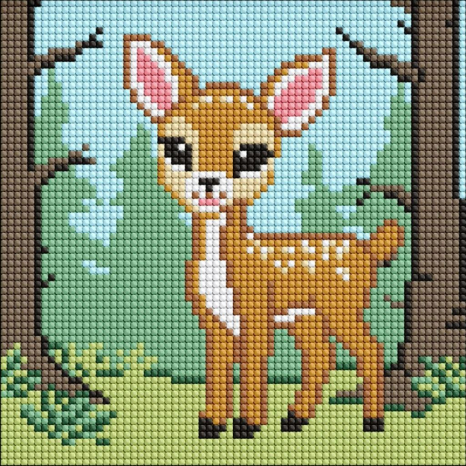 Набір з алмазною мозаїкою 20x20 см  "Чарівне оленятко" без підрамника Ideyka AMC7975