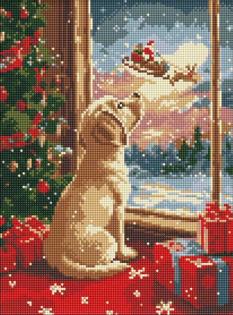 Діамантова мозаїка без підрамника "Мрійливе цуценя" Ідейка AMC8116, 30х40 см