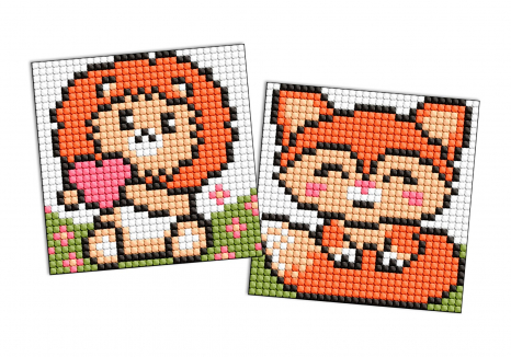 Алмазна мозаїка на магніті - Руді звірята, набір із 2 сюжетів, 9x9см, Ideyka, AMG1094