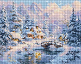 Алмазна мозаїка Зимовий затишок серед гір, 40х50см, AMO20001, Ideyka