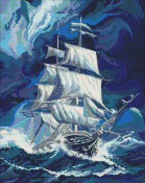Алмазна мозаїка "Вітрильник у штормі", 40х50 см, Ideyka, AMO20203
