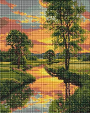 Алмазна мозаїка - Річка за містом, 40х50 см, Ideyka, AMO20269