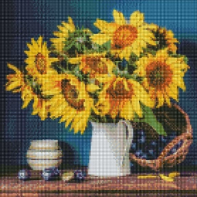 Алмазна мозаїка "Яскраві соняшники", Ideyka, 40х40см