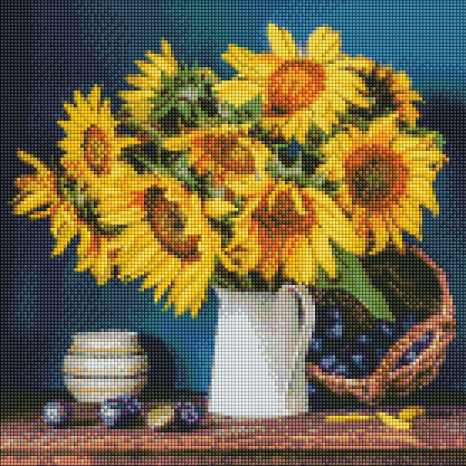 Алмазна мозаїка "Яскраві соняшники", Ideyka, 40х40см