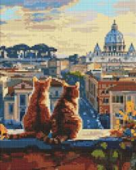 Діамантова мозаїка "Котики у Римі" 30х40см IDEYKA