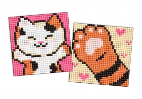 Алмазная мозаика на стикере - Пушистик, набор из 2 сюжетов, 9х9см, Ideyka, AMS1054