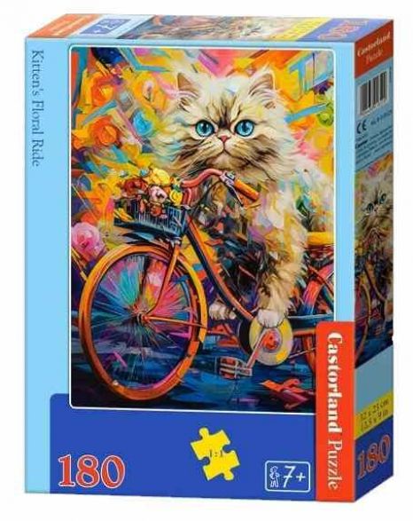 Пазл "Квіткова прогулянка кошеня", 180 елементів Castorland B-018529