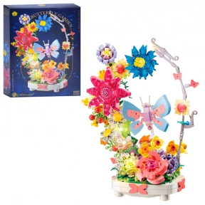 Конструктор BB032 квіти, метелик, світло, 914дет., бат.(табл), кор., 25-34-7,5 см.