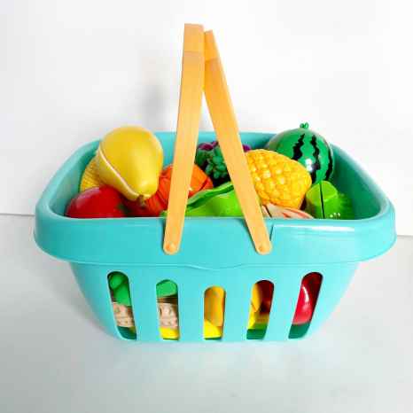 Іграшка Продукти на липучці у кошику (фрукти, овочі)