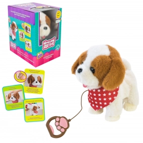 М'яка інтерактивна Кращий друг-собачка на повідку 25*13*25см УКР мова, повтор голосу, показує язик, ходить,BF2508