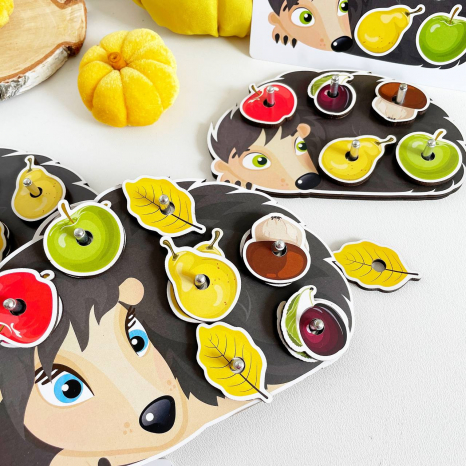 Игра-сортер с карточками -заданиями Семейка ёжиков Poznavalka