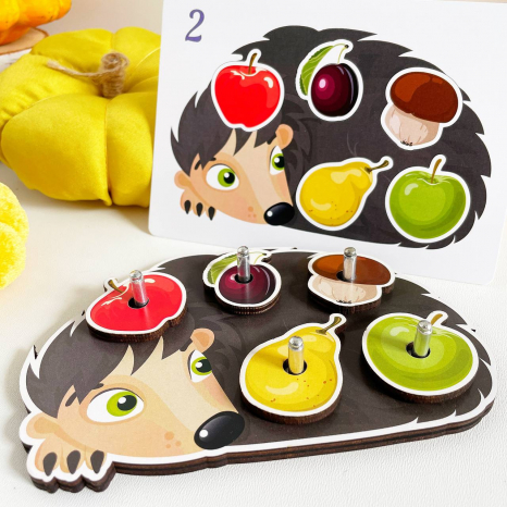 Игра-сортер с карточками -заданиями Семейка ёжиков Poznavalka