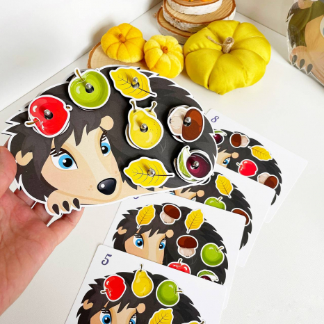 Игра-сортер с карточками -заданиями Семейка ёжиков Poznavalka