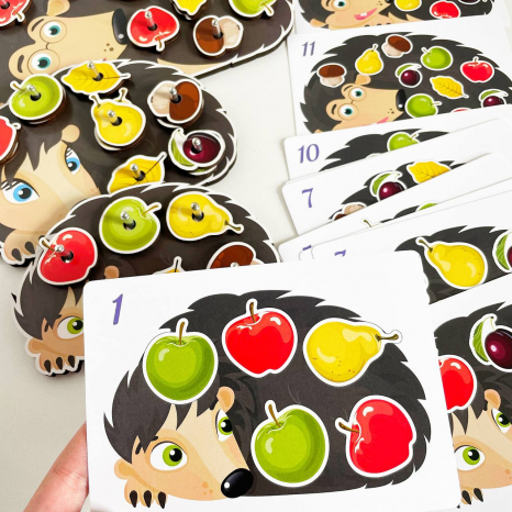 Игра-сортер с карточками -заданиями Семейка ёжиков Poznavalka