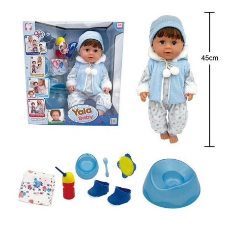 Лялька - пупс: п'є з пляшечки, ходить на горщик, заплющує очі, плаче сльозами, висота 45 см, BLB 002 F