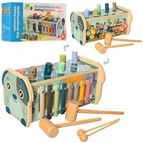 Дерев'яна іграшка Центр багатофункціональний розвиваючий (стукалка, ксилофон)