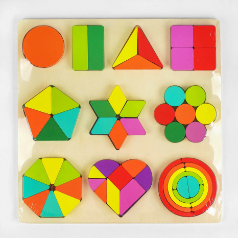 Дерев'яна рамка - вкладка Геометричні фігури / дроби