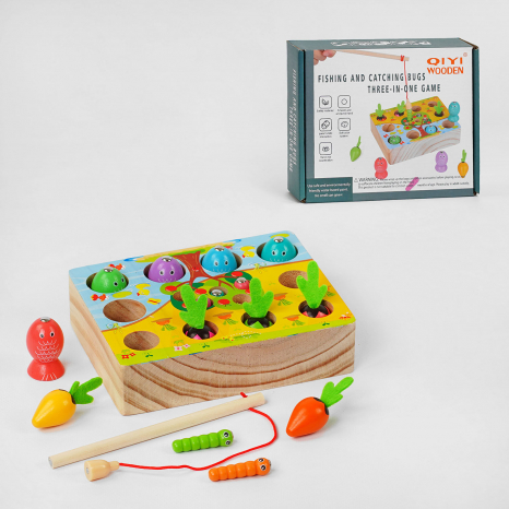 Дерев'яна магнітна риболовля з черв'ячками та морквинами
