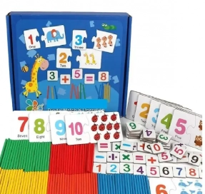 Деревянная игрушка Набор Первоклассника Пазли, цифри, тварини, рахункові палички