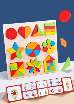 Дерев'яна рамка-вкладиш з мозаїкою (логічна дошка з завданнями) C 61713