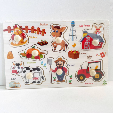 Дерев'яна рамка - вкладка з ручками та дублюючим малюнком   Ферма C 64653