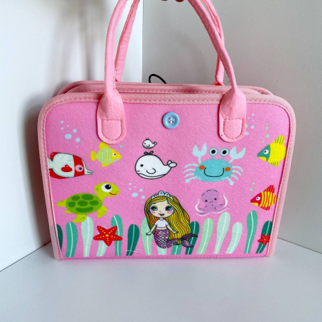 Логічна фетрова папка липучки, застібки, пальчикові ігри, англійська абетка, пазл на липучках, календар, годинник, в пакеті C 64745