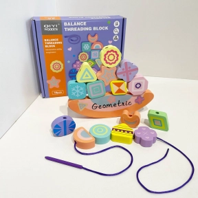 Дерев'яний балансир та шнурівка Геометричні фігури з візерунками