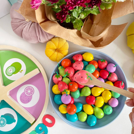 Сортер Фруктова тарілка (ягідний пиріг) з пінцетом, ложечокю, з картками завданнями