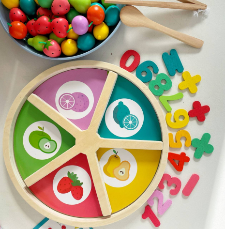 Сортер Фруктова тарілка (ягідний пиріг) з пінцетом, ложечокю, з картками завданнями