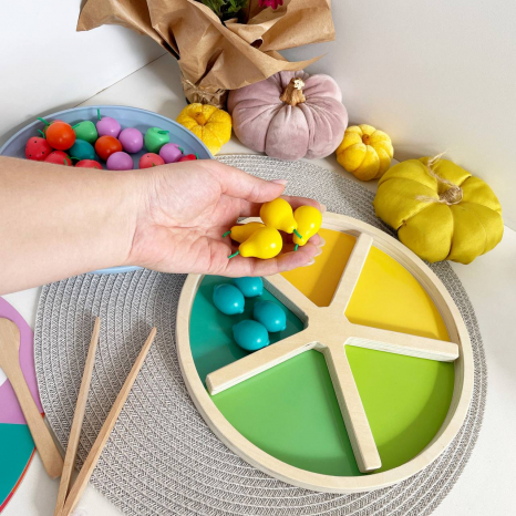 Сортер Фруктова тарілка (ягідний пиріг) з пінцетом, ложечокю, з картками завданнями