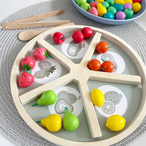 Сортер Фруктова тарілка (ягідний пиріг) з пінцетом, ложечокю, з картками завданнями