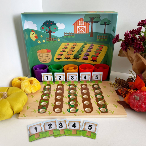 Логічна гра  “Грядка”, цифри, кольори, картки з завданнями, сортер C 65695
