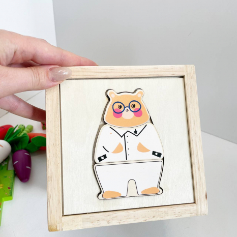 Логічний дерев’яний куб сортер, рухомі шестерні, магнітна гра, пазл-вкладиш, грядка з морквою C 68280